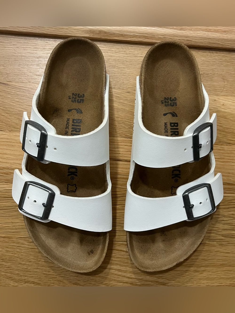 Birkenstock White Arizona Double Buckle Sandals